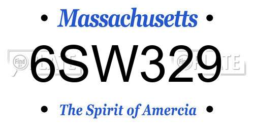 6SW329 Massachusetts License Plate