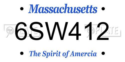 6SW412 Massachusetts License Plate