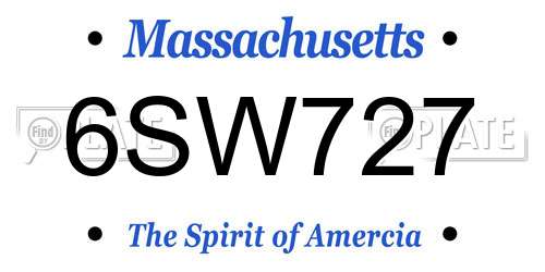 6SW727 Massachusetts License Plate