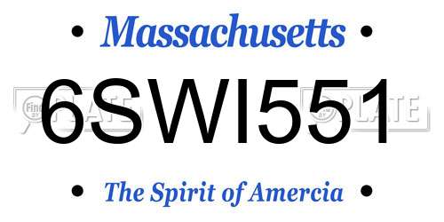 6SWI551 Massachusetts License Plate