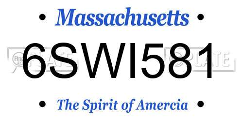 6SWI581 Massachusetts License Plate