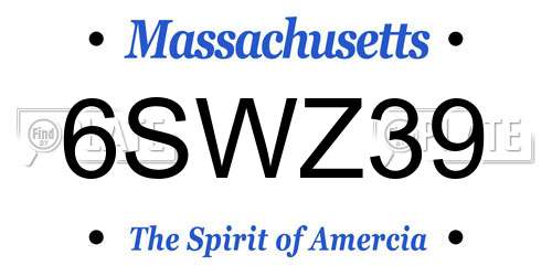 6SWZ39 Massachusetts License Plate