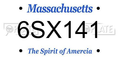 6SX141 Massachusetts License Plate