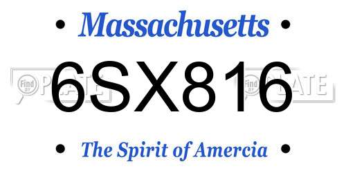 6SX816 Massachusetts License Plate
