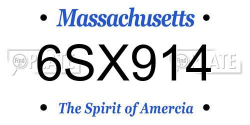 6SX914 Massachusetts License Plate