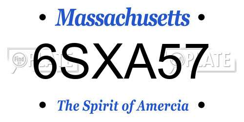 6SXA57 Massachusetts License Plate