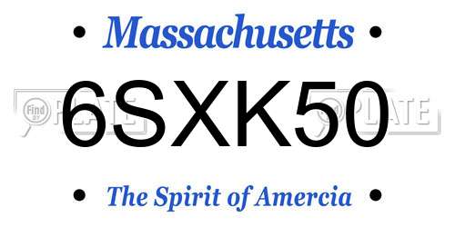 6SXK50 Massachusetts License Plate