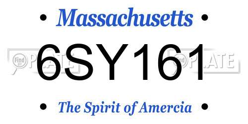 6SY161 Massachusetts License Plate