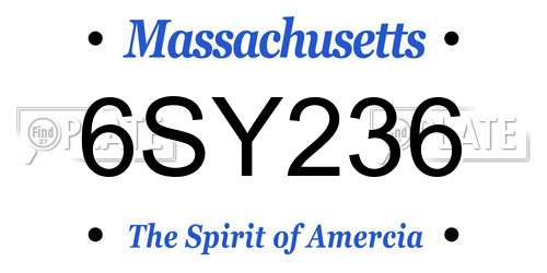 6SY236 Massachusetts License Plate