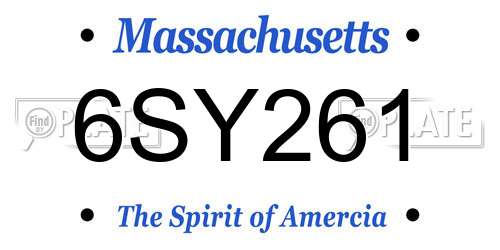 6SY261 Massachusetts License Plate