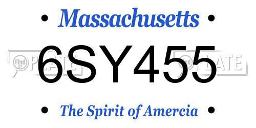 6SY455 Massachusetts License Plate