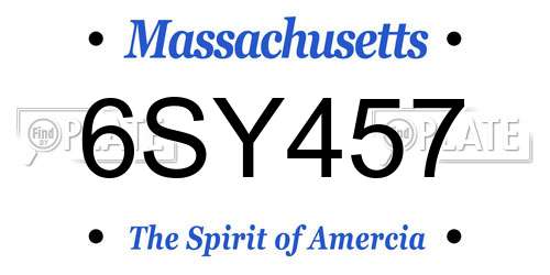 6SY457 Massachusetts License Plate