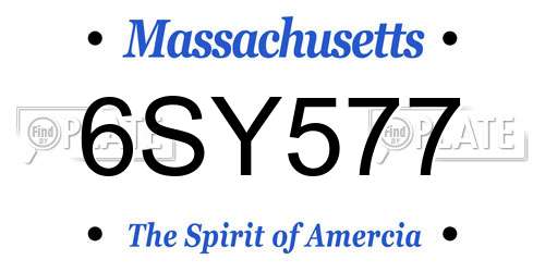 6SY577 Massachusetts License Plate