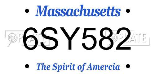6SY582 Massachusetts License Plate