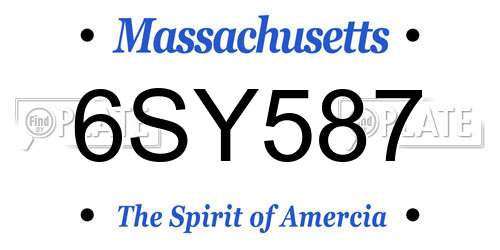 6SY587 Massachusetts License Plate