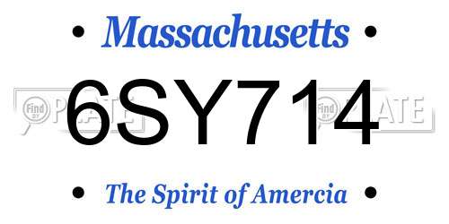6SY714 Massachusetts License Plate