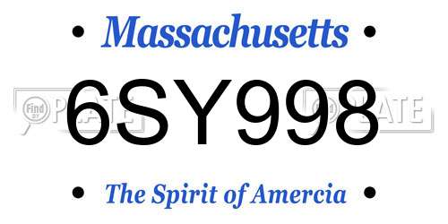 6SY998 Massachusetts License Plate