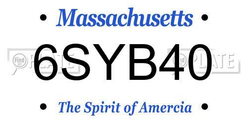 6SYB40 Massachusetts License Plate
