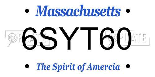 6SYT60 Massachusetts License Plate