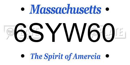6SYW60 Massachusetts License Plate
