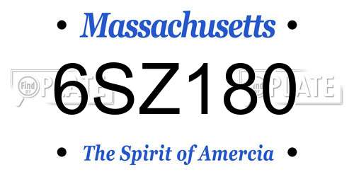 6SZ180 Massachusetts License Plate