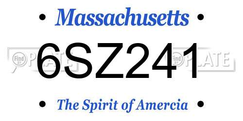 6SZ241 Massachusetts License Plate