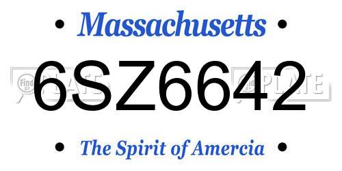 6SZ6642 Massachusetts License Plate