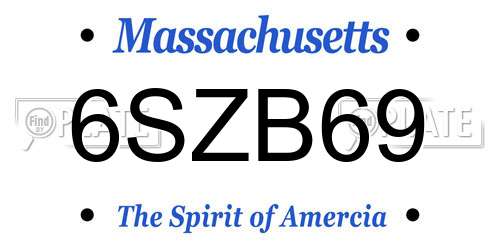 6SZB69 Massachusetts License Plate