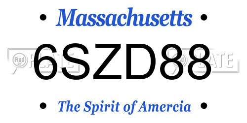 6SZD88 Massachusetts License Plate