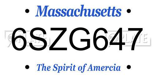 6SZG647 Massachusetts License Plate