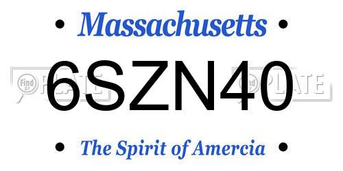 6SZN40 Massachusetts License Plate