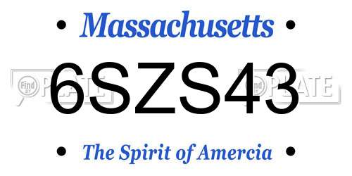 6SZS43 Massachusetts License Plate