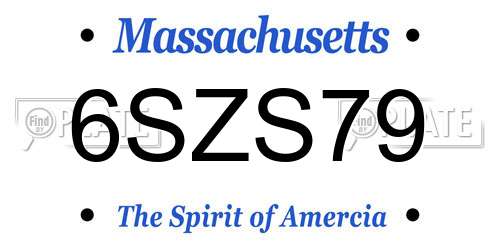 6SZS79 Massachusetts License Plate