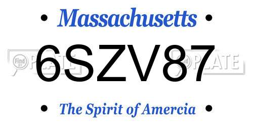 6SZV87 Massachusetts License Plate