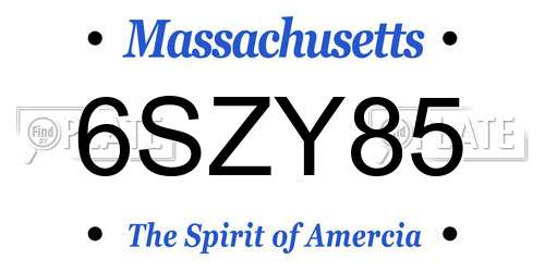 6SZY85 Massachusetts License Plate