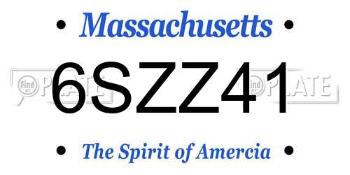 6SZZ41 Massachusetts License Plate