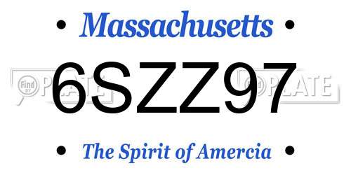 6SZZ97 Massachusetts License Plate