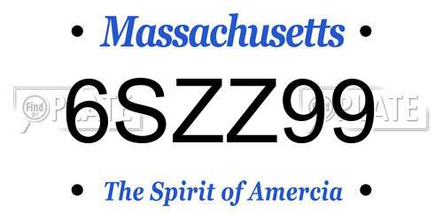 6SZZ99 Massachusetts License Plate