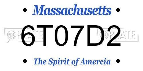 6T07D2 Massachusetts License Plate