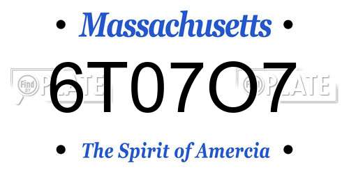 6T07O7 Massachusetts License Plate