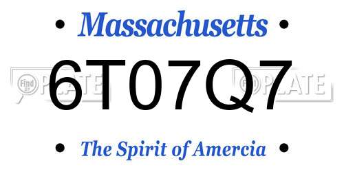 6T07Q7 Massachusetts License Plate