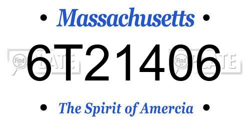 6T21406 Massachusetts License Plate