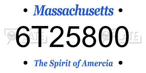 6T25800 Massachusetts License Plate