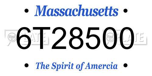6T28500 Massachusetts License Plate