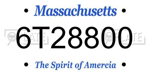 6T28800 Massachusetts License Plate