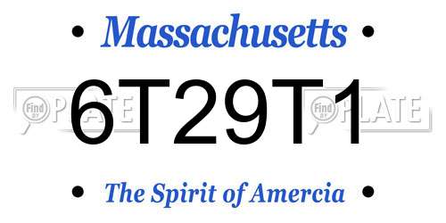 6T29T1 Massachusetts License Plate
