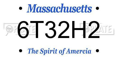 6T32H2 Massachusetts License Plate