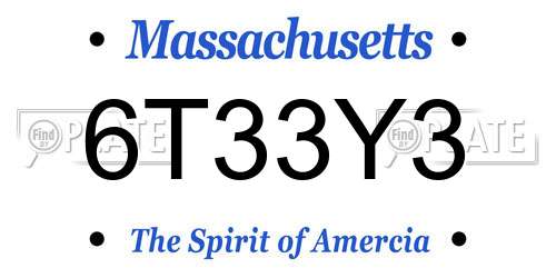 6T33Y3 Massachusetts License Plate