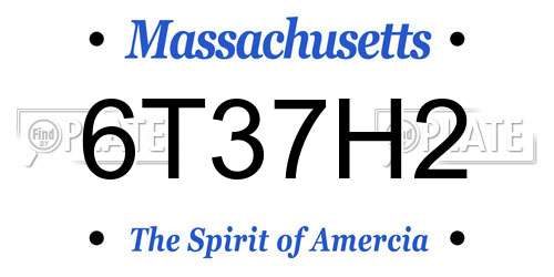 6T37H2 Massachusetts License Plate