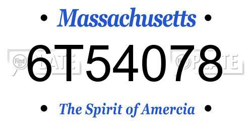 6T54078 Massachusetts License Plate